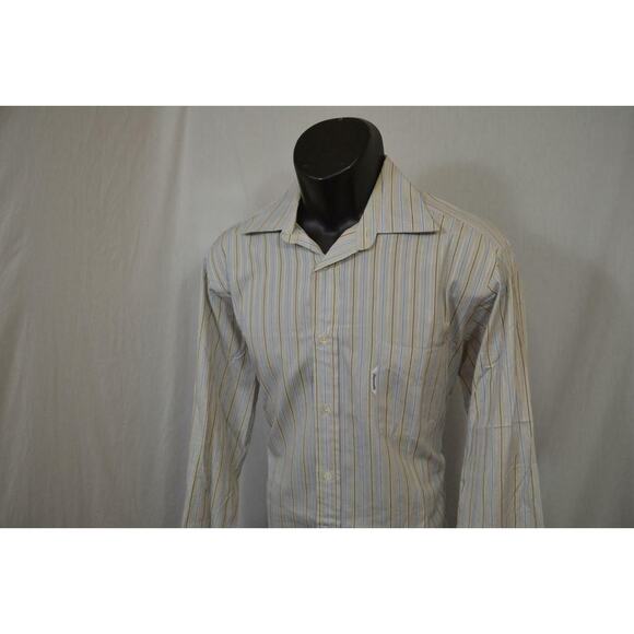 Mens Faconnable France Striped Long Sleeve Button Up Dress Shirt Sz Large - Picture 1 of 8